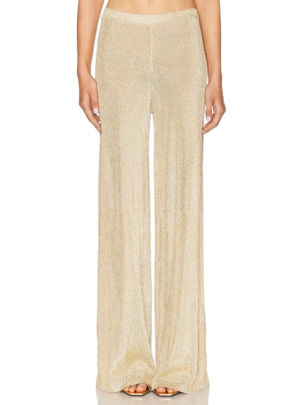 SEROYA Sheldon Metallic Pants Gold